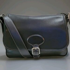 Vintage Coach Leather Legacy Black Messenger Bag Silver Hardware